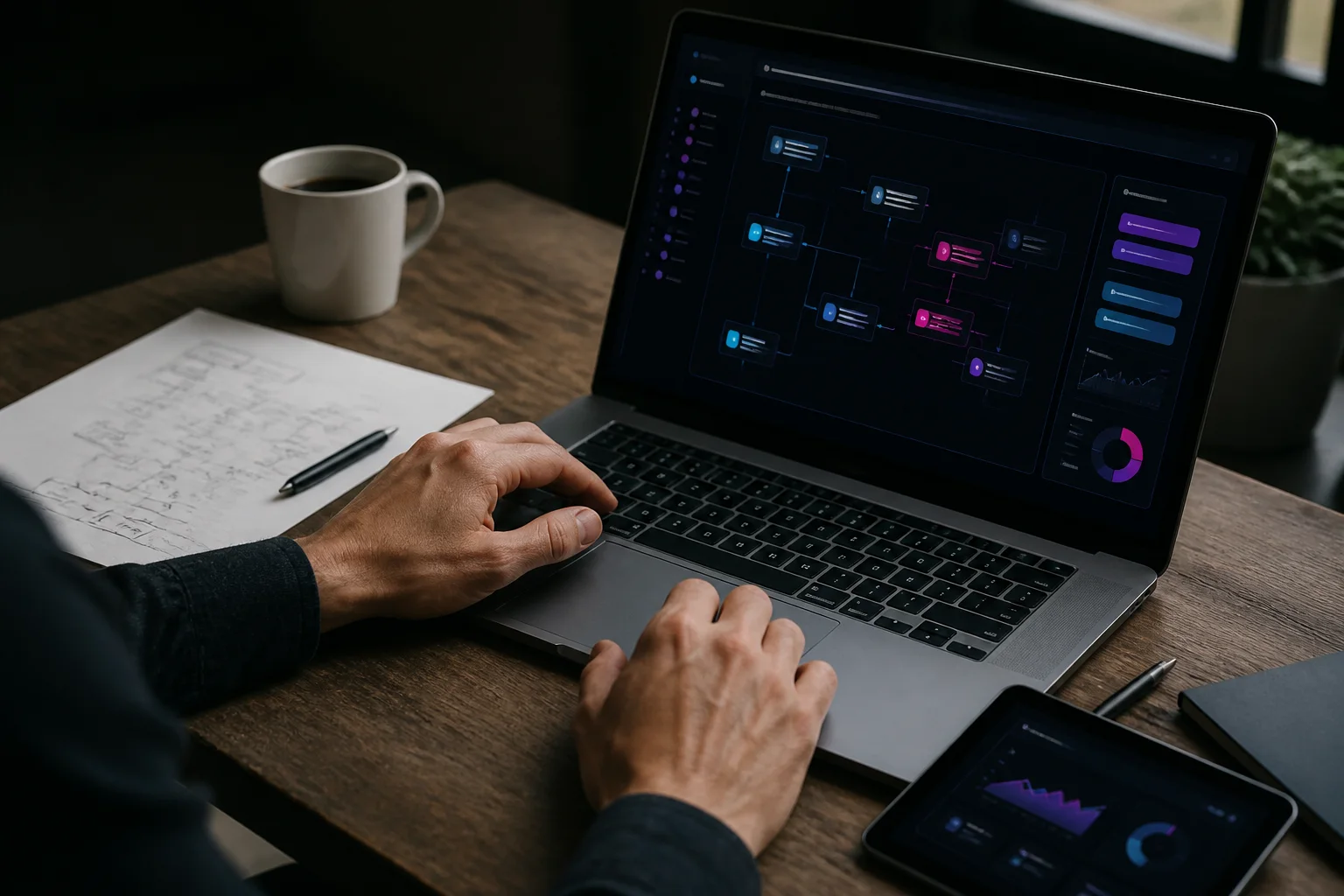 Trabajo sobre un flujo digital en un portátil